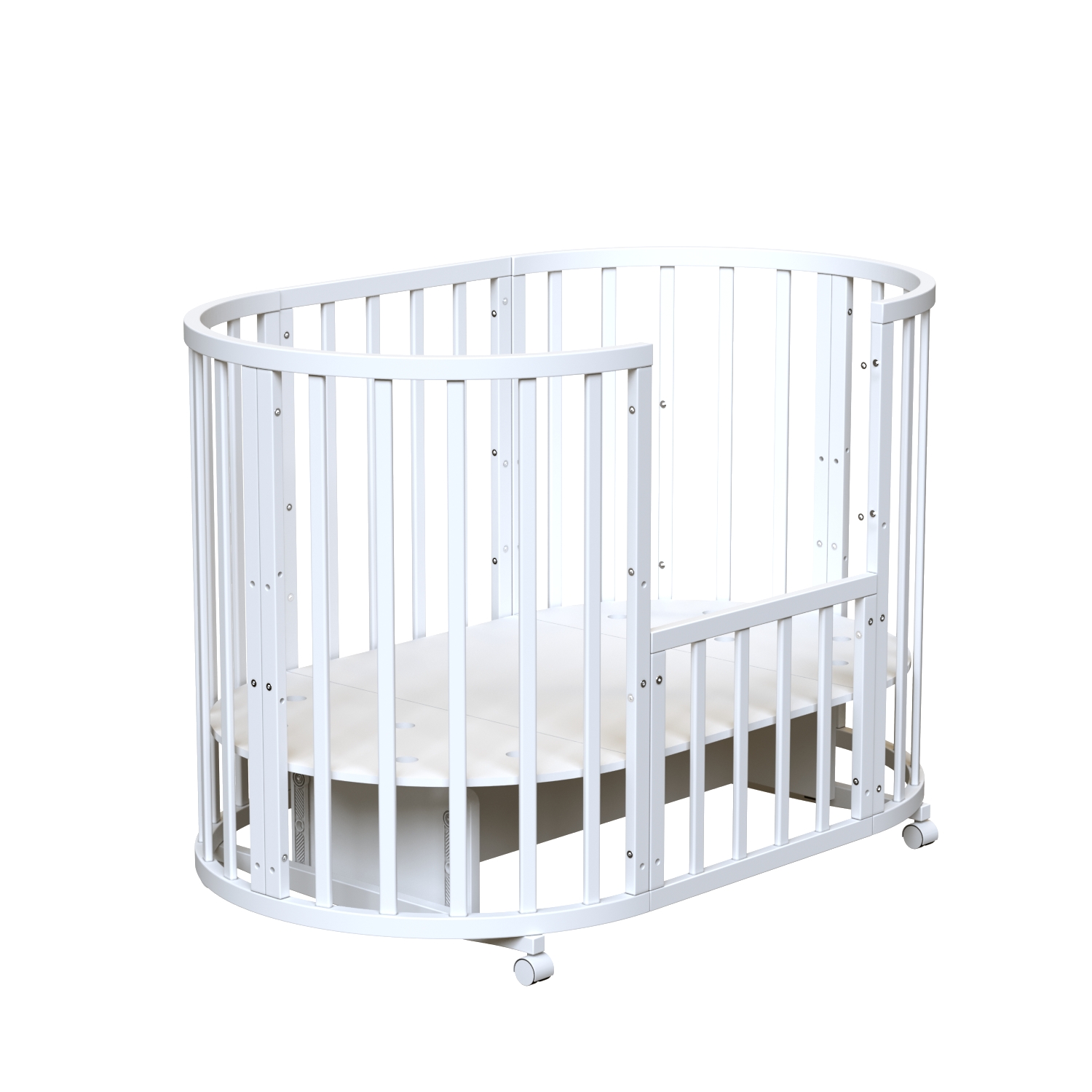 Детская кроватка Babyton Molly овальная, универсальный маятник (белый) - фото 1