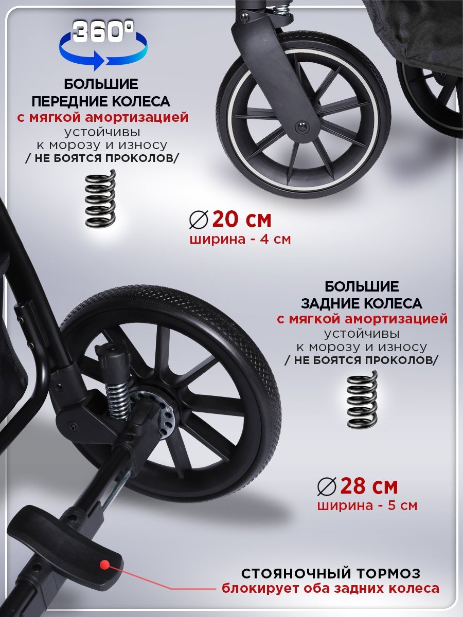 Коляска прогулочная BabyCare Venga Чёрный черный - фото 17