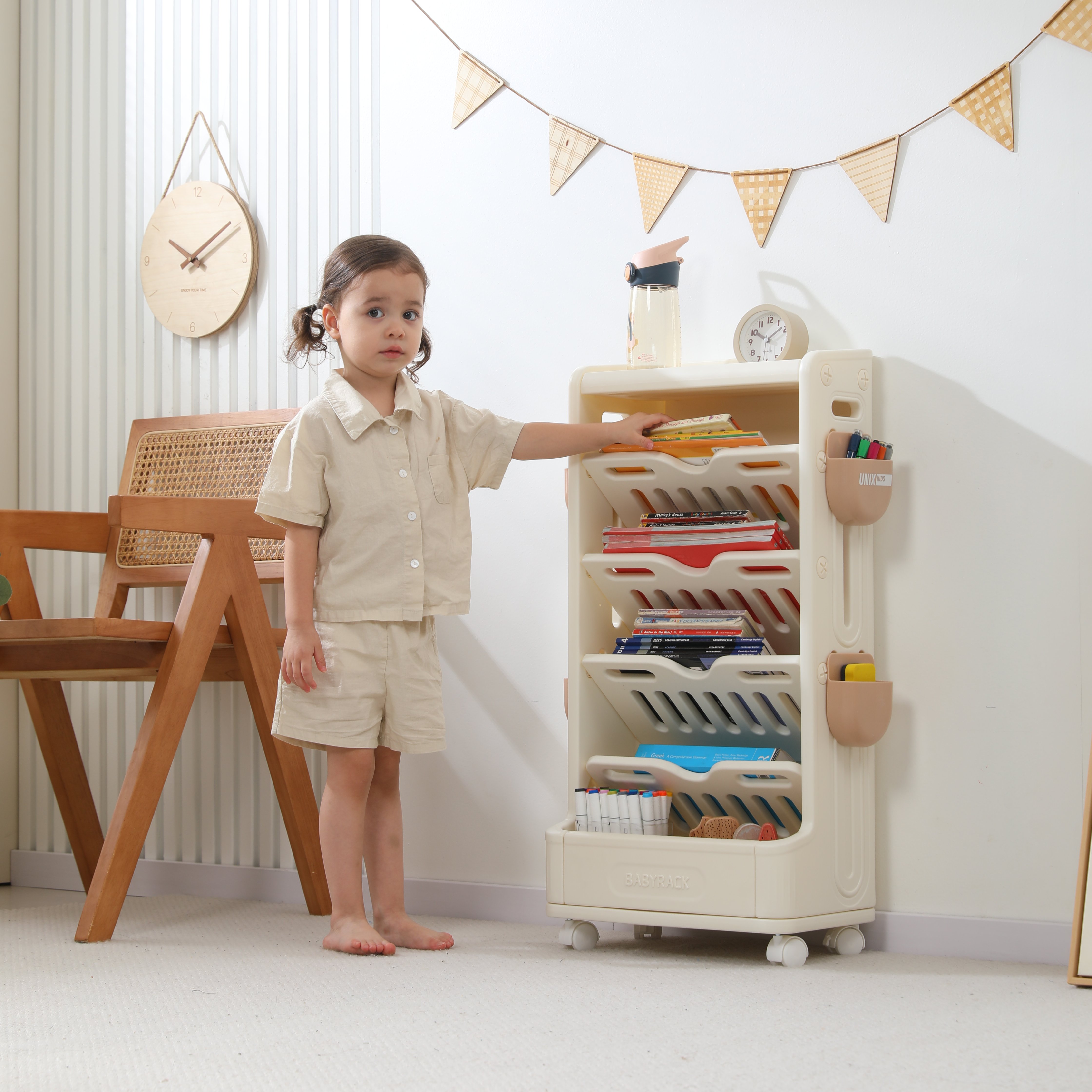 Стеллаж для книг UNIX Kids Babyrack 4 levels Camel - фото 14