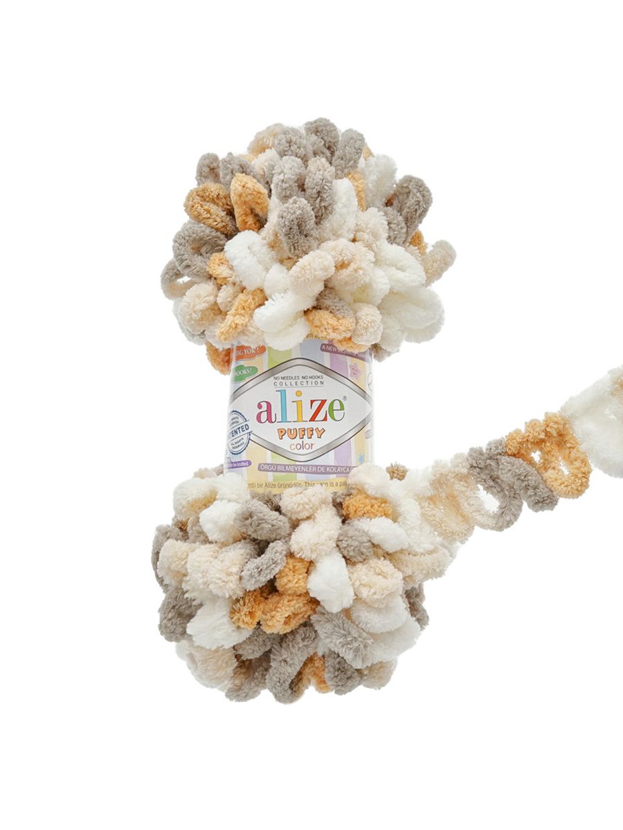 Пряжа для вязания Alize puffy color 100 г 9 м микрополиэстер плюшевая мягкая 5926 секционный 5 мотков - фото 4