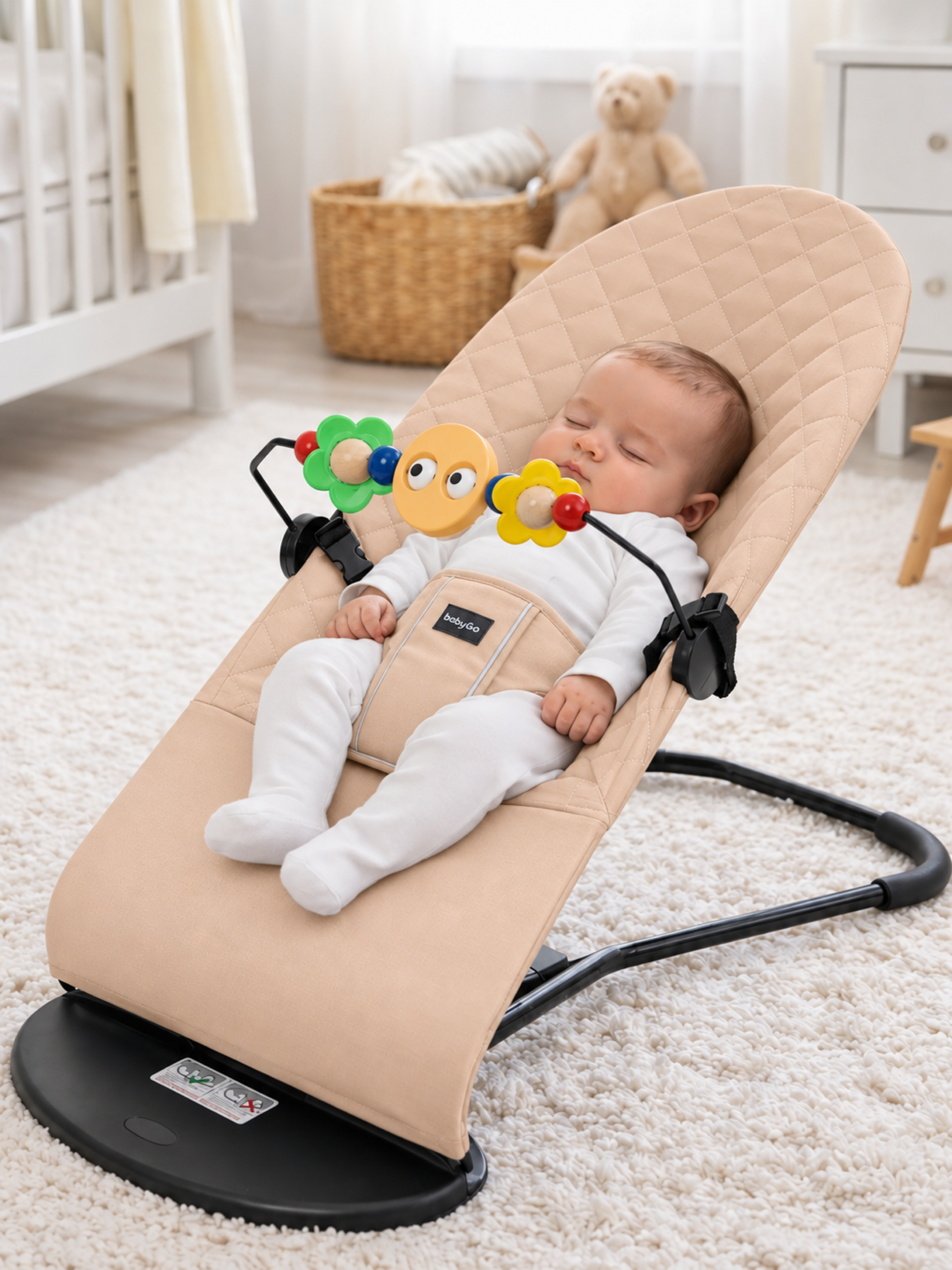 Шезлонг BabyGo Balance бежевый - фото 2