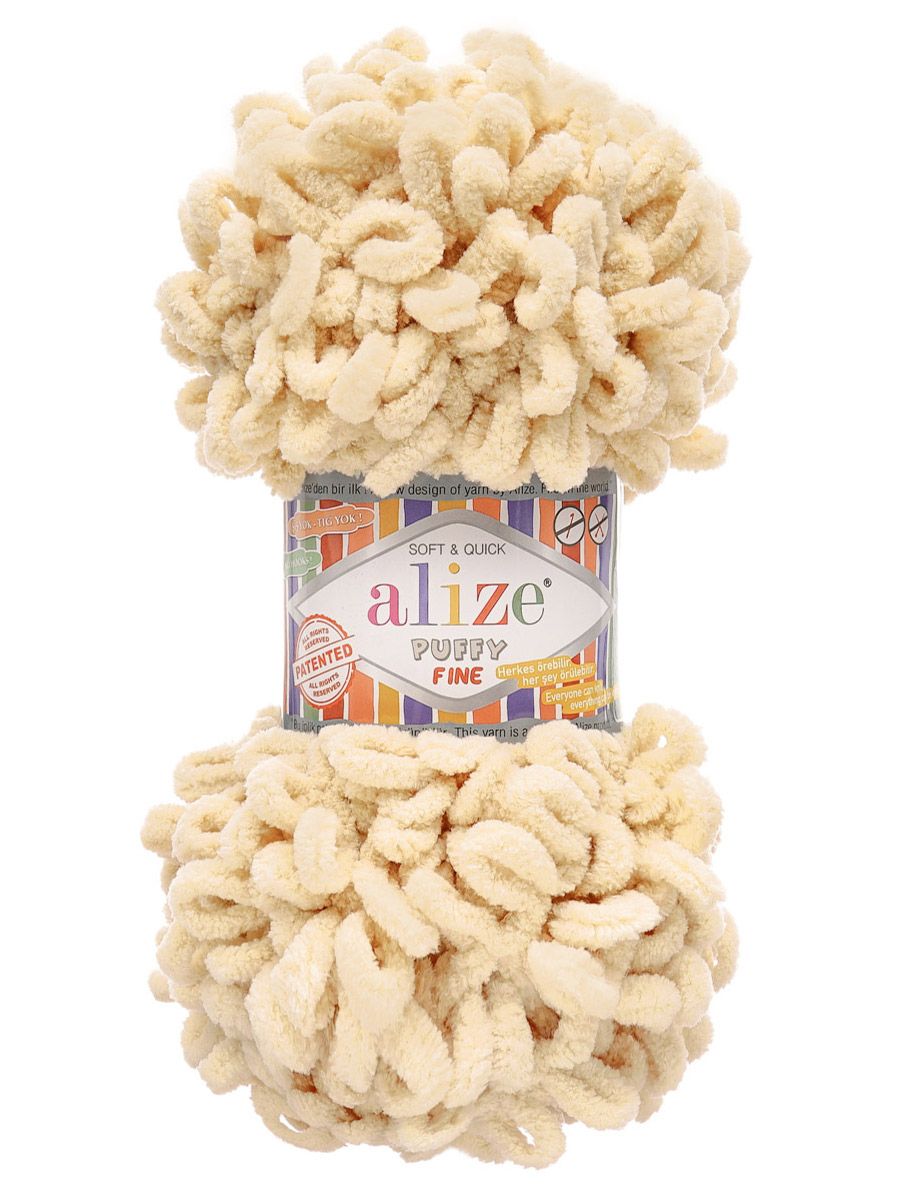 Пряжа для вязания Alize puffy fine 100 г 14.5 м микрополиэстер фантазийная мягкая 310 шампань 5 мотков - фото 4