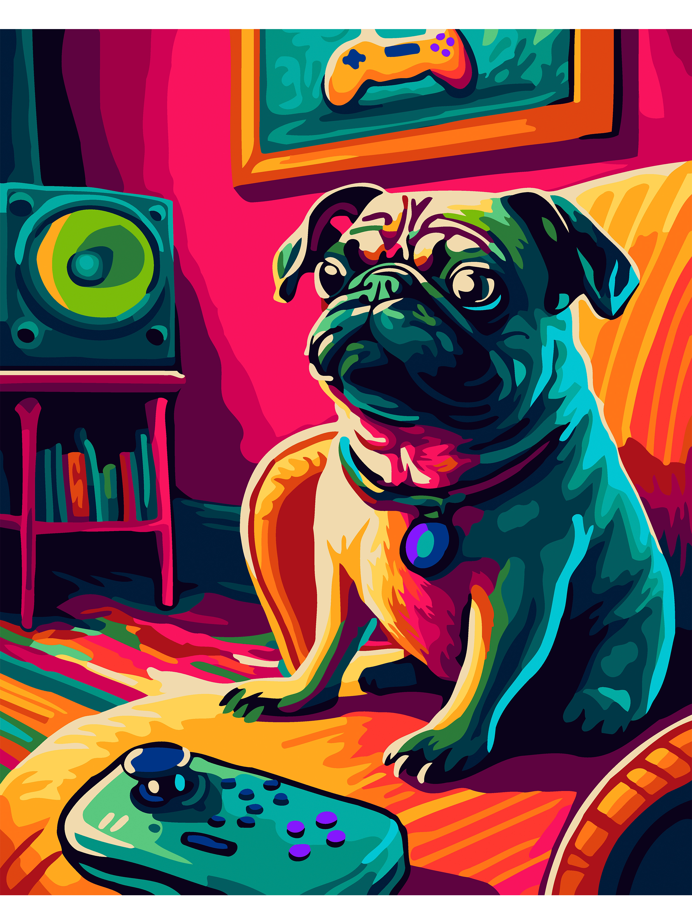 Картина по номерам Это просто шедевр Мопс геймер в ассортименте - фото 2