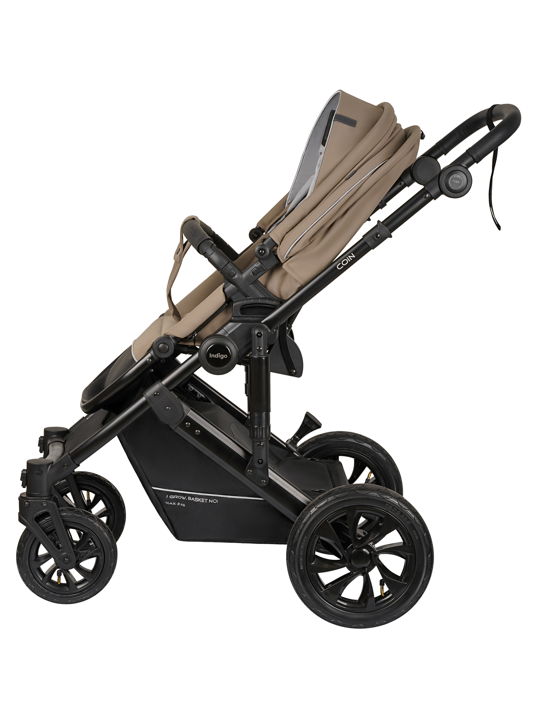 Коляска 2в1 Indigo Coin темно-бежевый - фото 9
