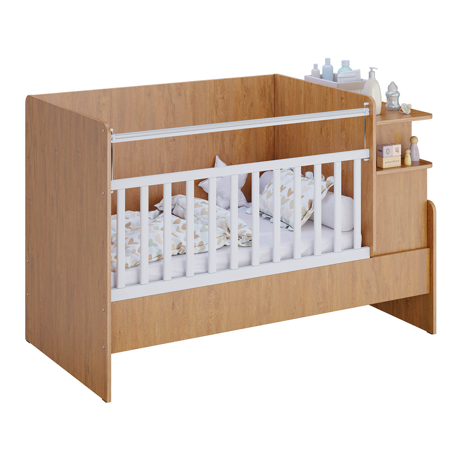 Детская кроватка Polini kids Ameli прямоугольная, без маятника (белый, дуб сонома) - фото 27