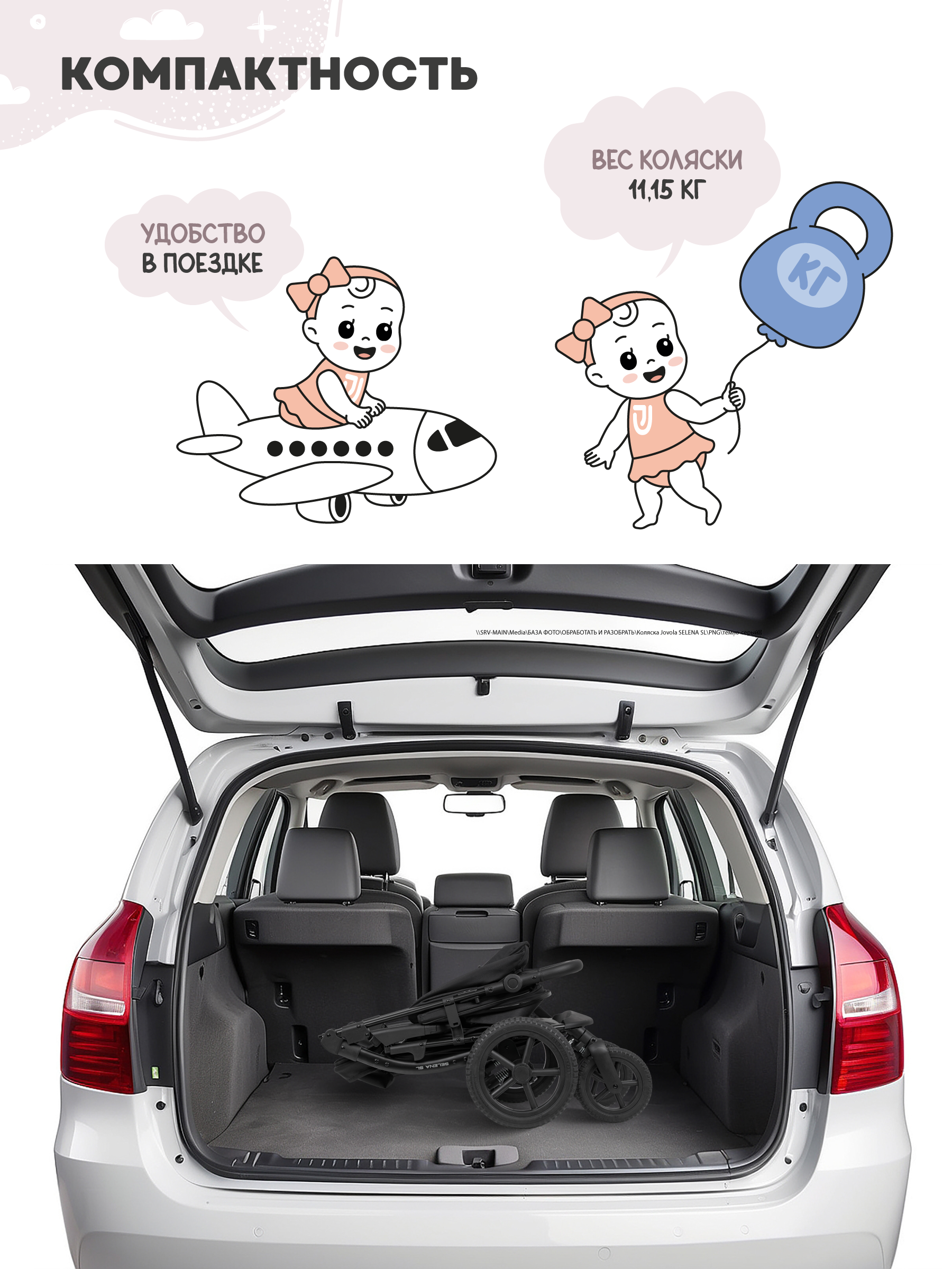 Коляска прогулочная JOVOLA Selena SL, черный - фото 2