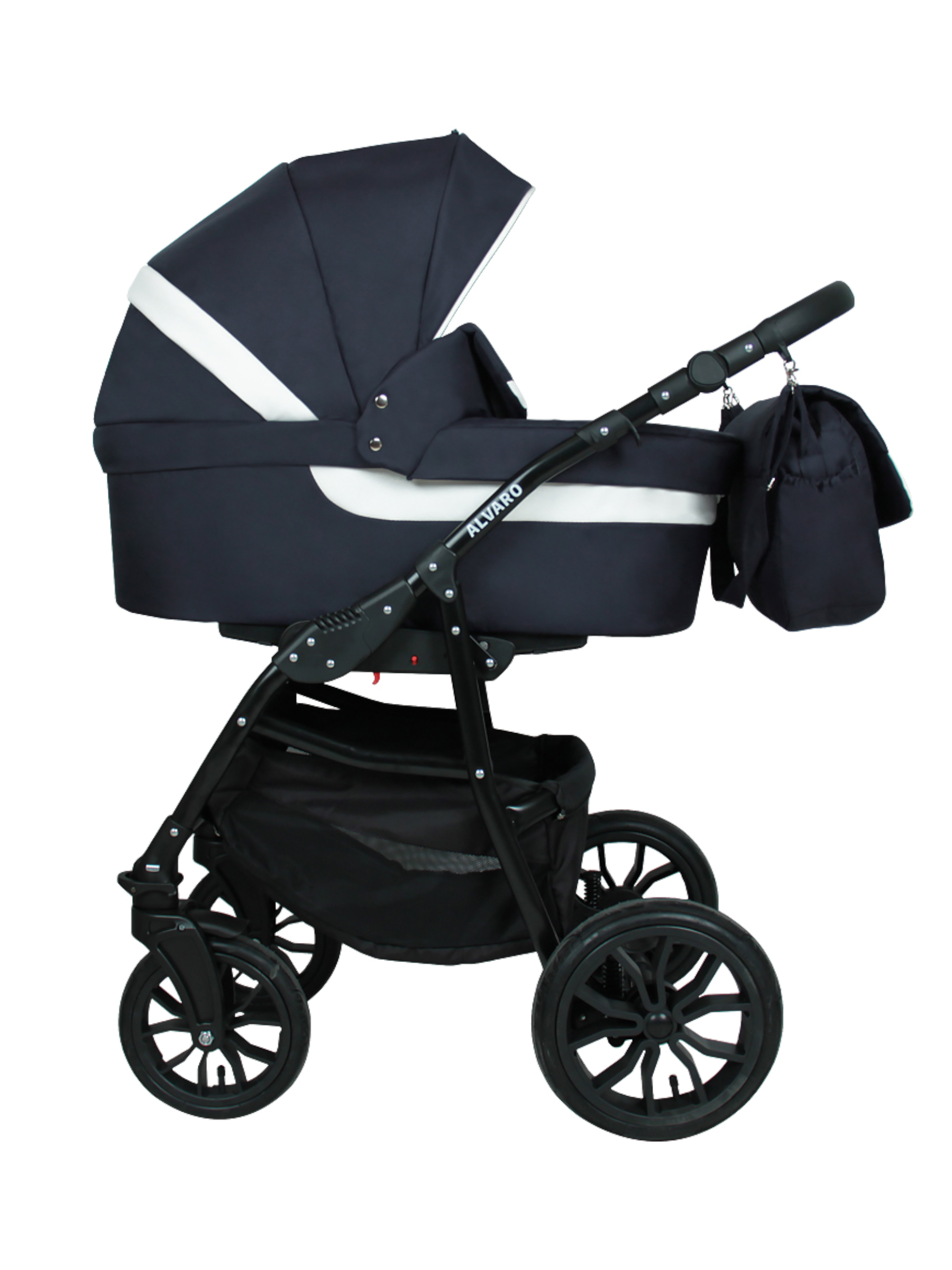 Коляска 2в1 alis Alvaro 07 темно-синий-белый - фото 2