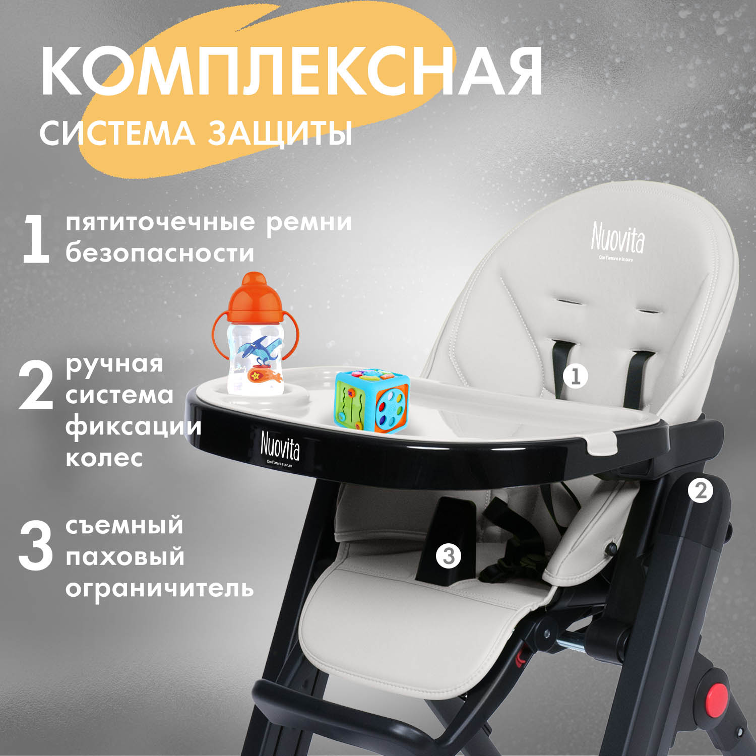 Стульчик для кормления Nuovita Futuro Senso Nero 2 в 1 - фото 4