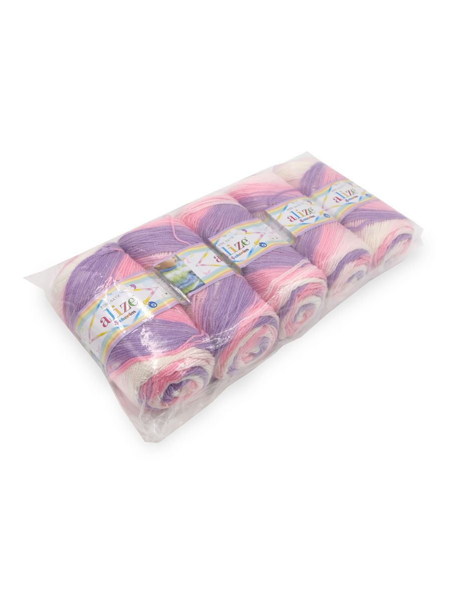 Пряжа для вязания Alize sekerim batik 100 гр 320 м акрил мягкая для детской одежды 2135 секционный 5 мотков - фото 8