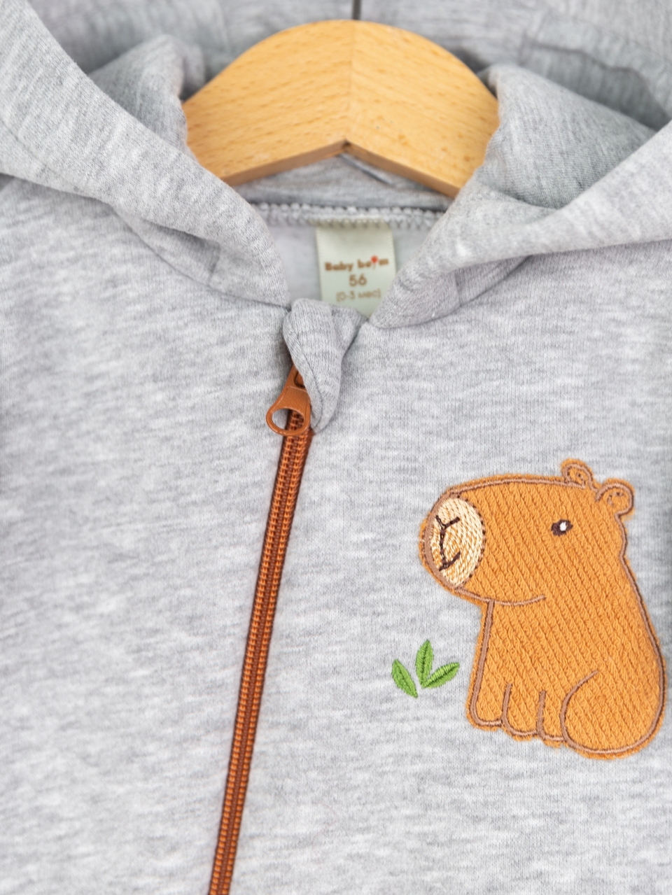 Комбинезон утепленный Baby boom К407/5-Ф аппликация капибара серый меланж - фото 5