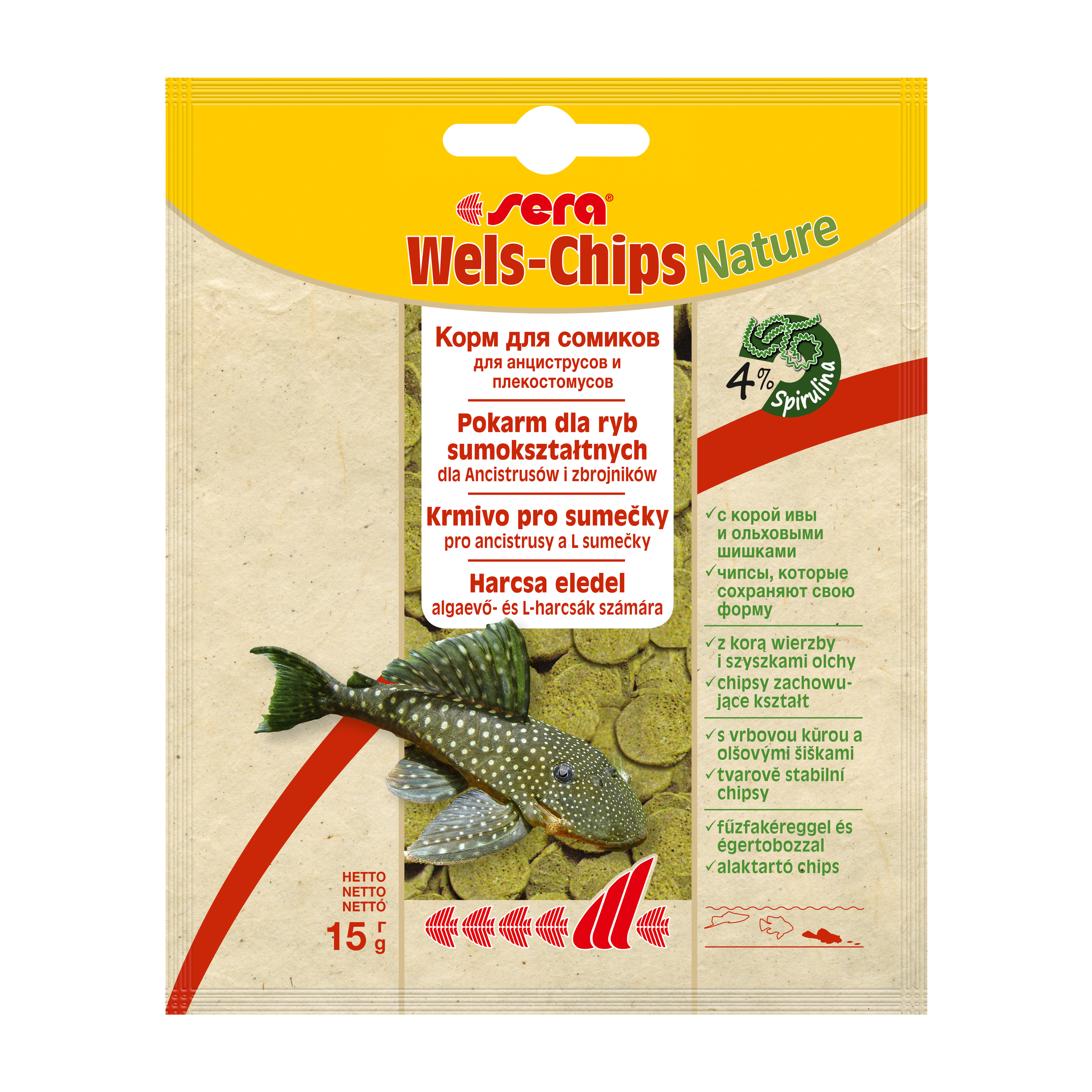 Корм для сомов Sera Wels Chips Nature 15г - фото 1