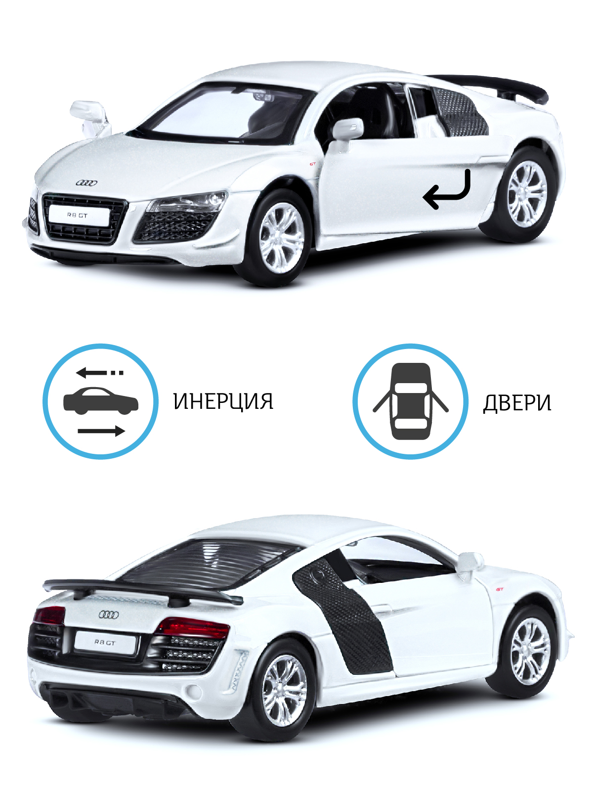 Автомобиль АВТОпанорама Audi R8 GT 1:43 JB1251264 - фото 2