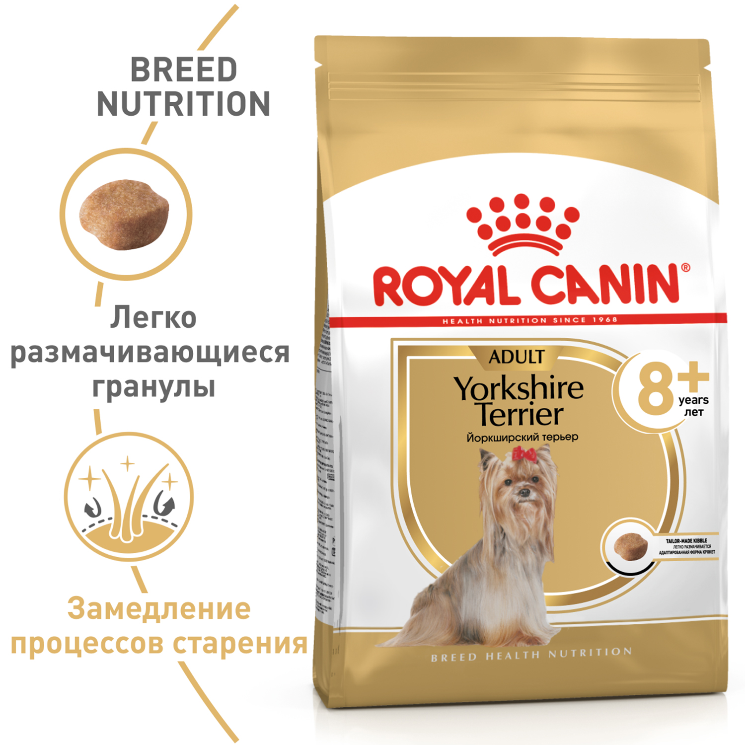 Корм для собак ROYAL CANIN породы йоркширский терьер 8+ пожилые 500г - фото 3
