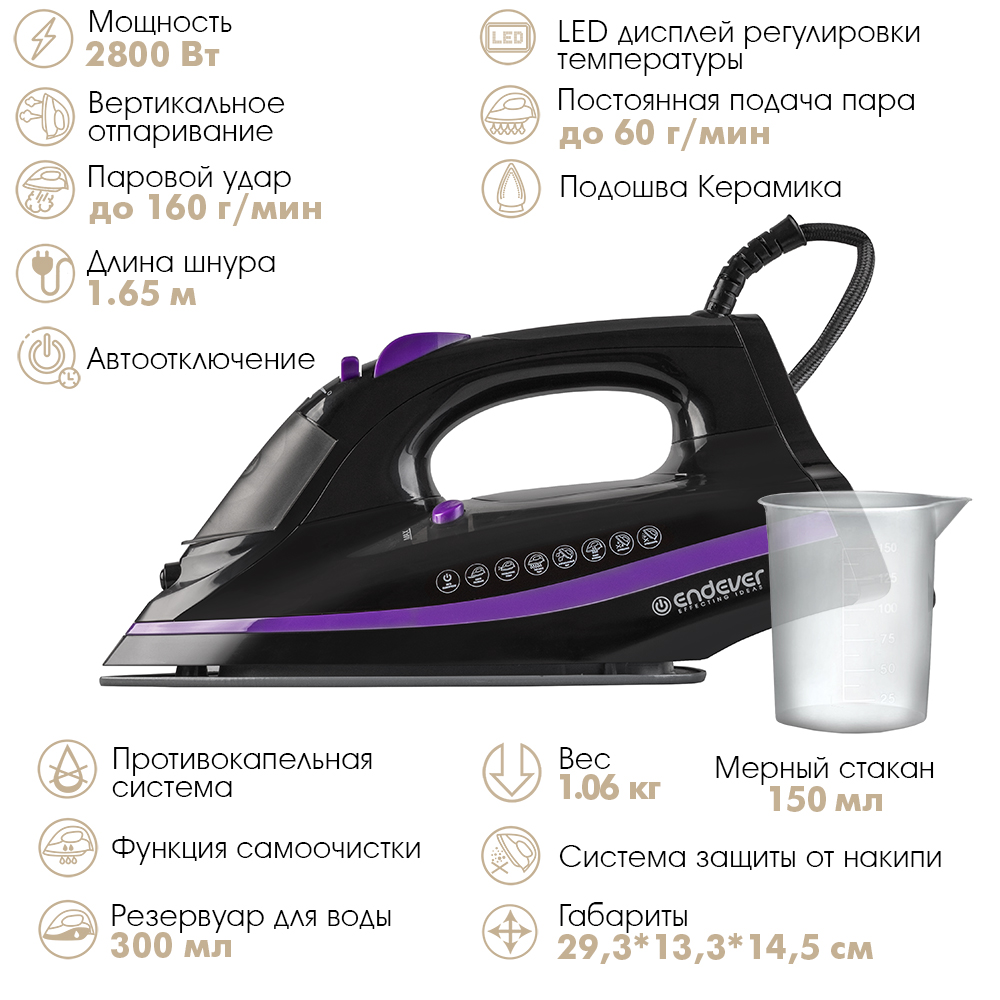 Электрический утюг ENDEVER DELTA-230 - фото 6