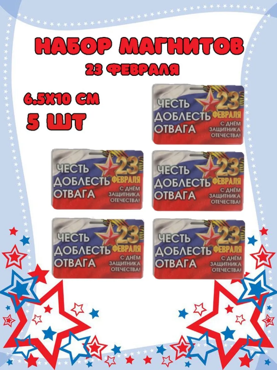 Магнит на холодильник Задира С 23 Февраля набор 5 штук - фото 1