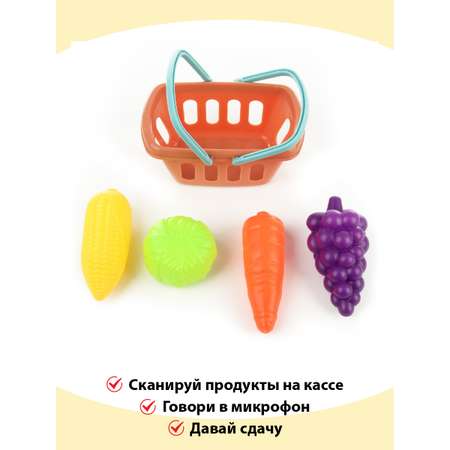Игровой набор Veld Co касса, продукты, тележки и корзинки