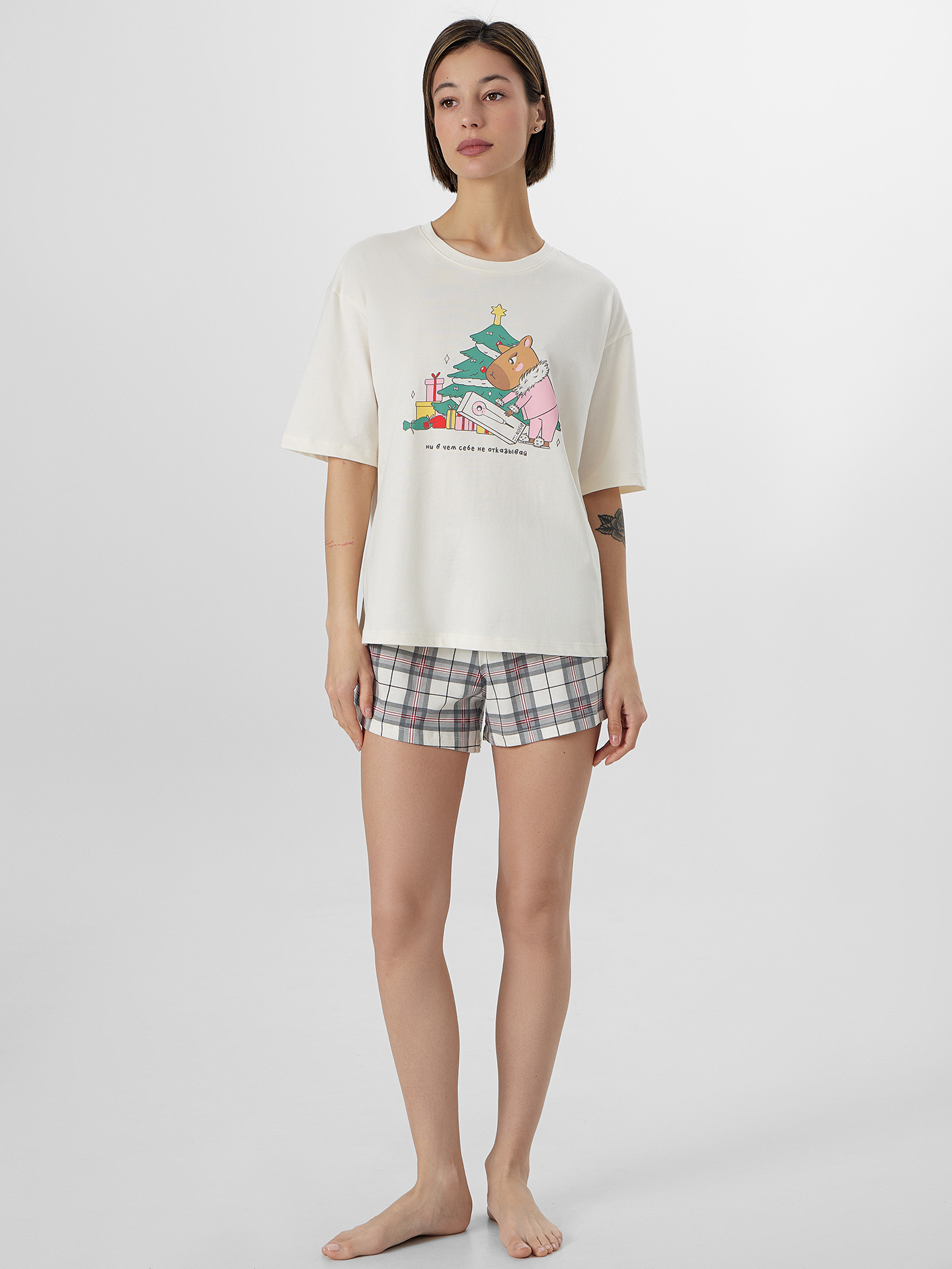 Пижама Mark Formelle (Марк Формэль) 592591/молочный +клетка на молочном - фото 2