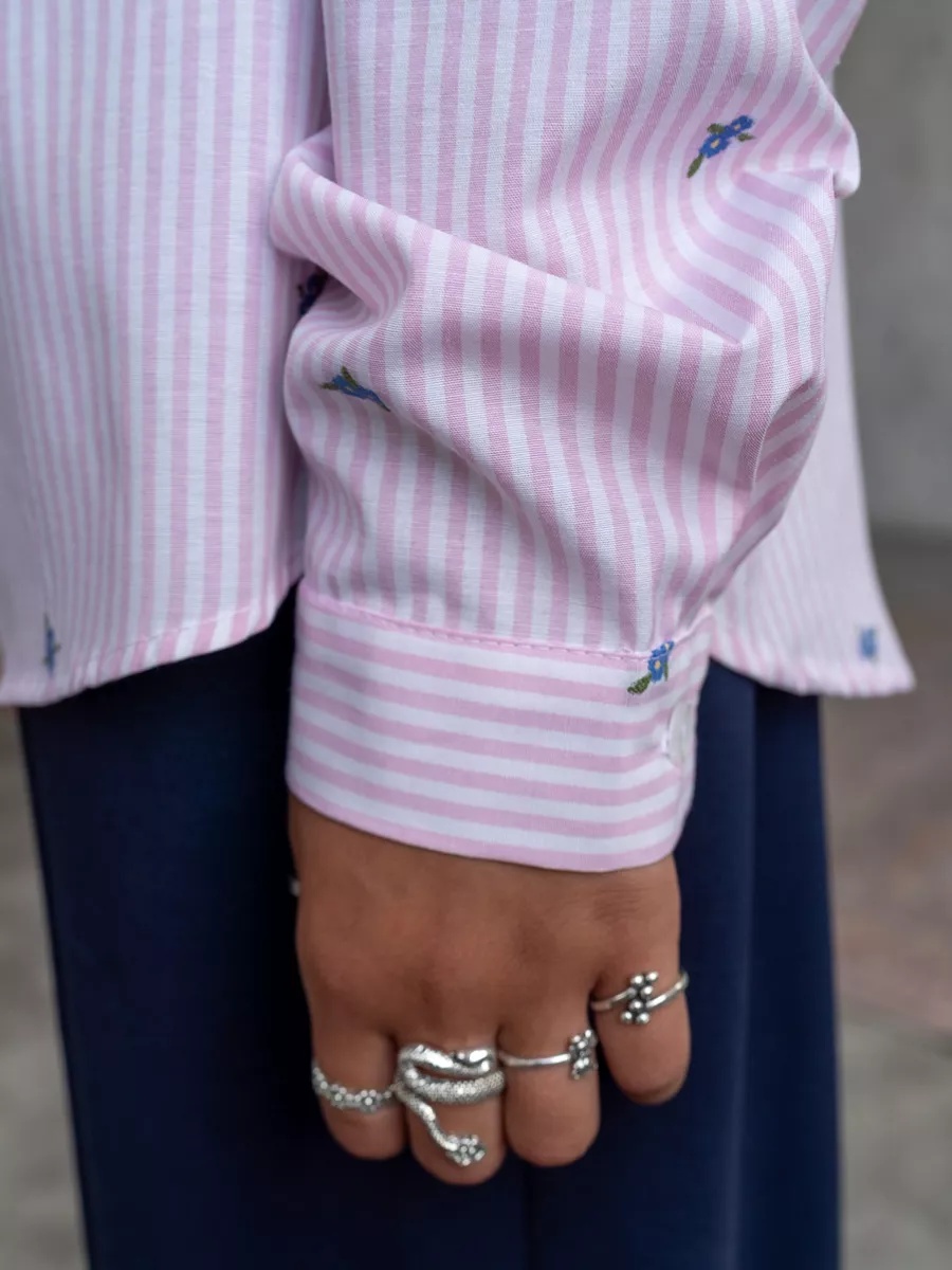 Рубашка TForma MD8188_розовая_полоска - фото 6