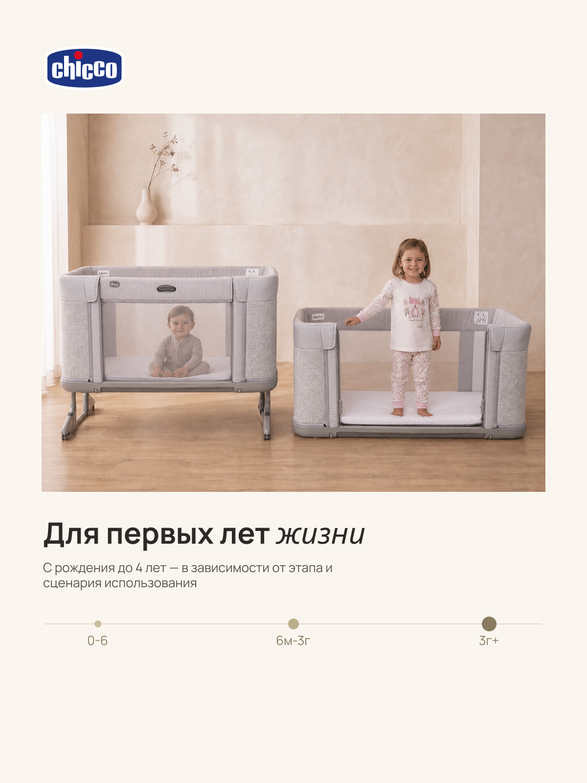 Детская кроватка Chicco Next2Me Forever 3в1 с рождения до 4 лет Ash Grey, без маятника (бодега светлая) - фото 2