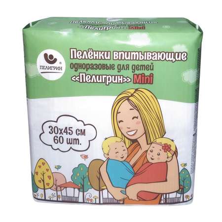 Пелёнки одноразовые Пелигрин 30х45 см 60 шт.