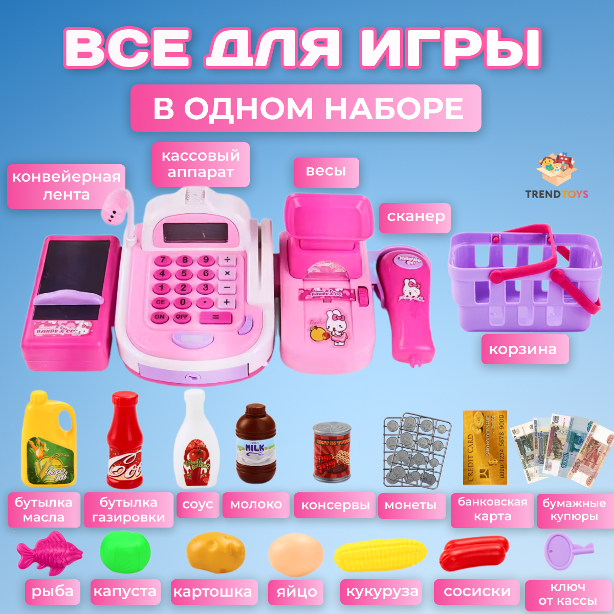 Игровой набор TrendToys касса, продукты - фото 5