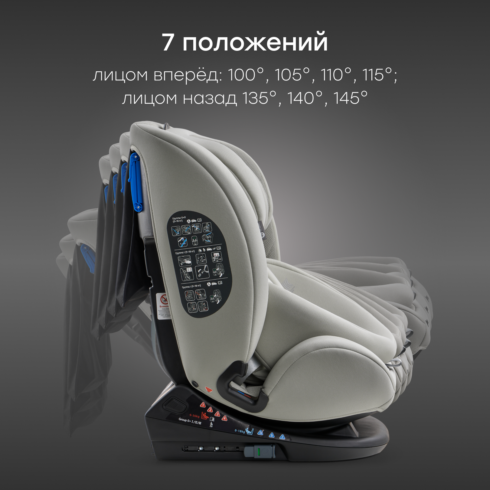 Автокресло Happy Baby Orex Isofix 0+/1/2/3 (0-36 кг) серый - фото 8