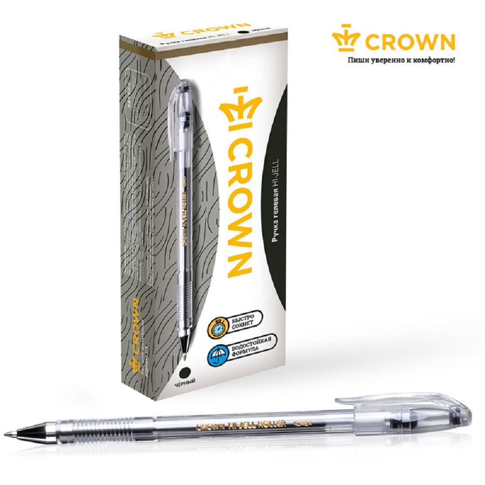 Ручка гелевая CROWN 12 шт. - фото 6
