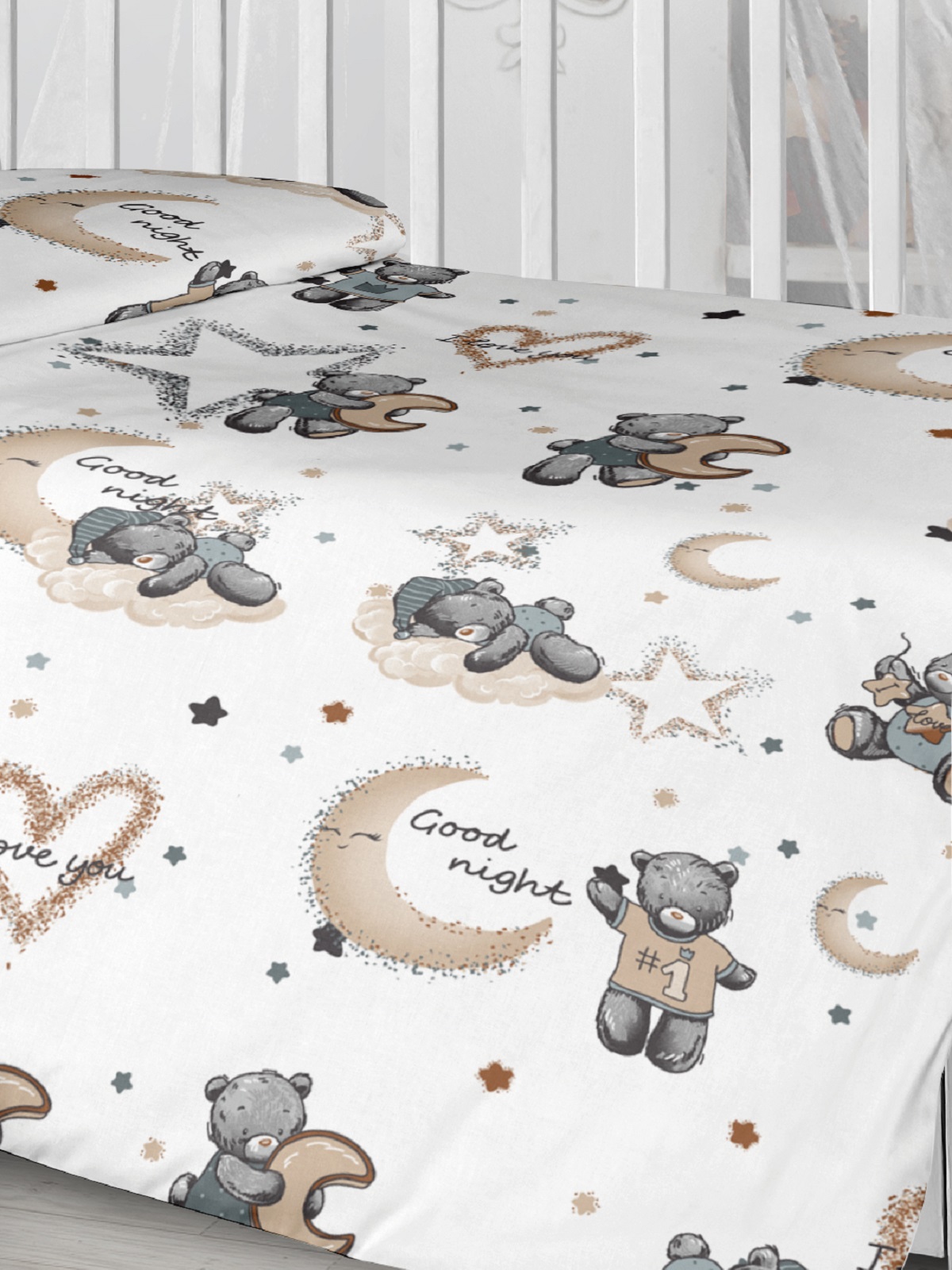 Комплект постельного белья Lemony kids Teddy bear Белый 3 предмета - фото 3