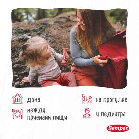 Фруктовый батончик Semper яблоко и клубника 15г