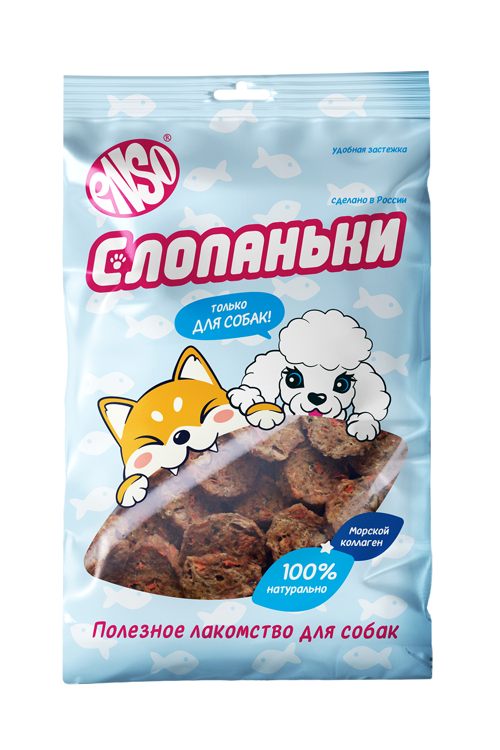 Лакомство для собак ENSO Слопаньки чипсы из лосося с морковью размер L 40г - фото 1
