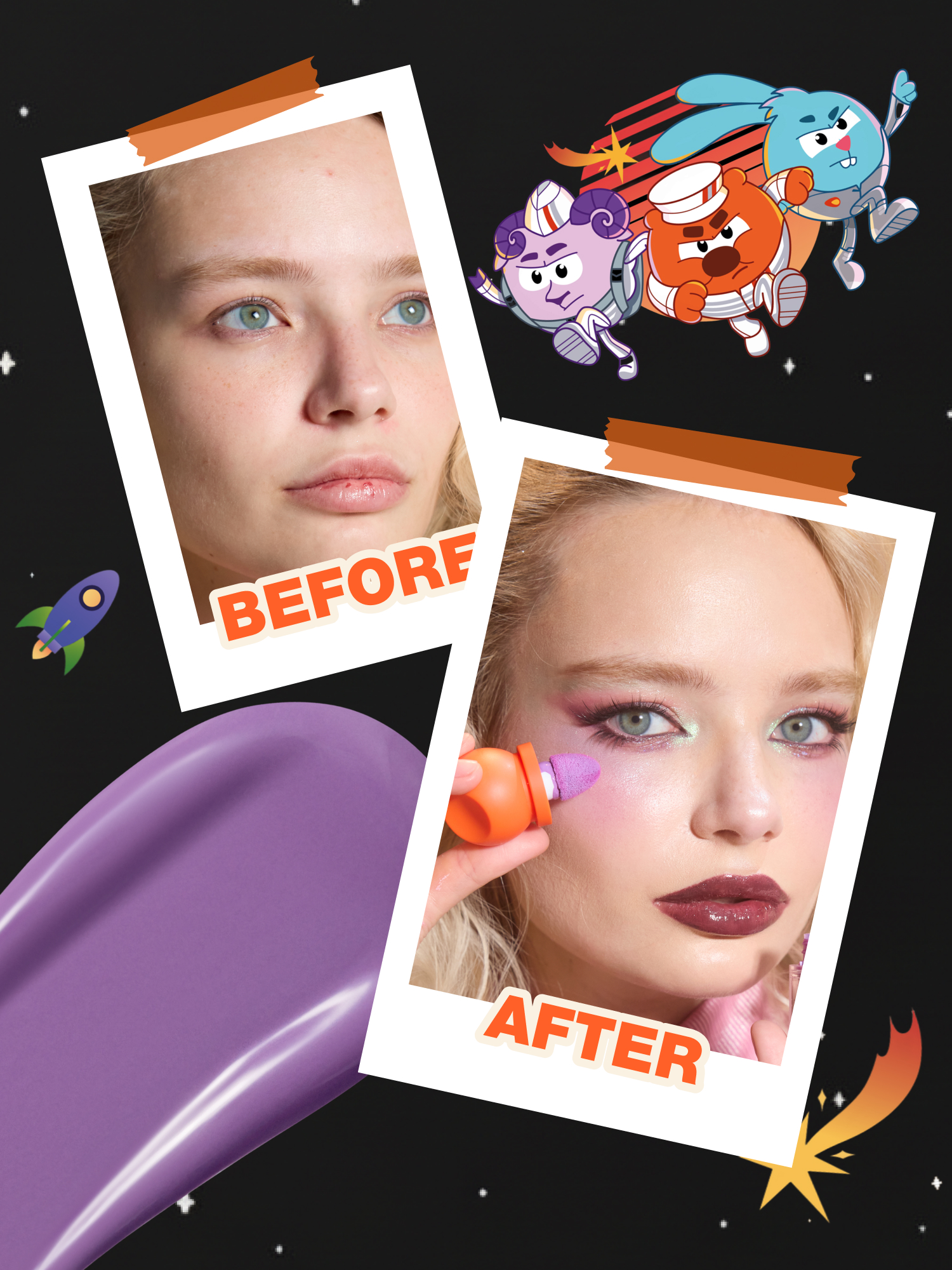 Румяна жидкие Beauty Bomb Смешарики тон 02 лилово-лавандовый 3мл - фото 6