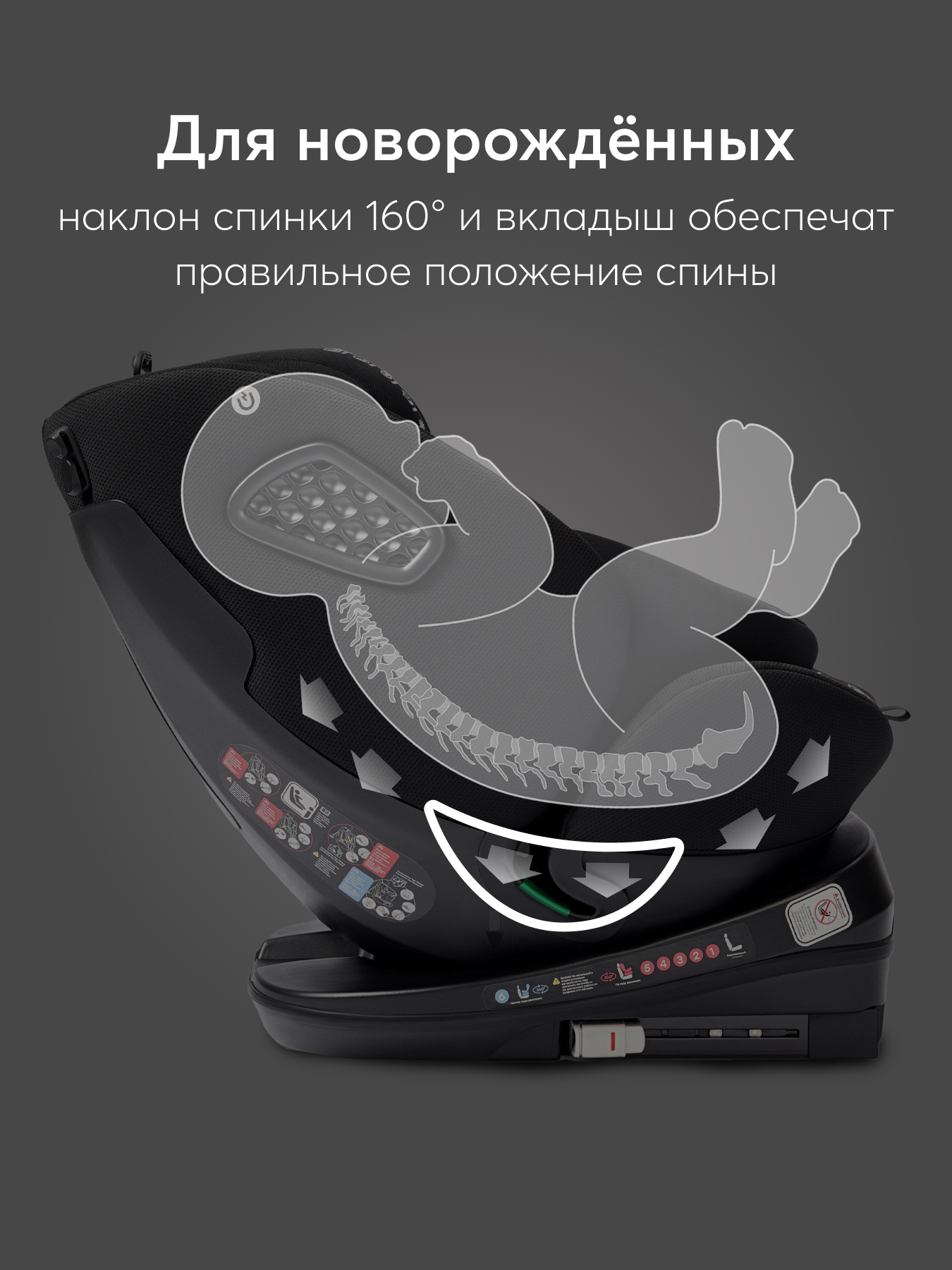 Автокресло Happy Baby Reex Isofix 0+/1/2/3 (0-36 кг) черный - фото 4