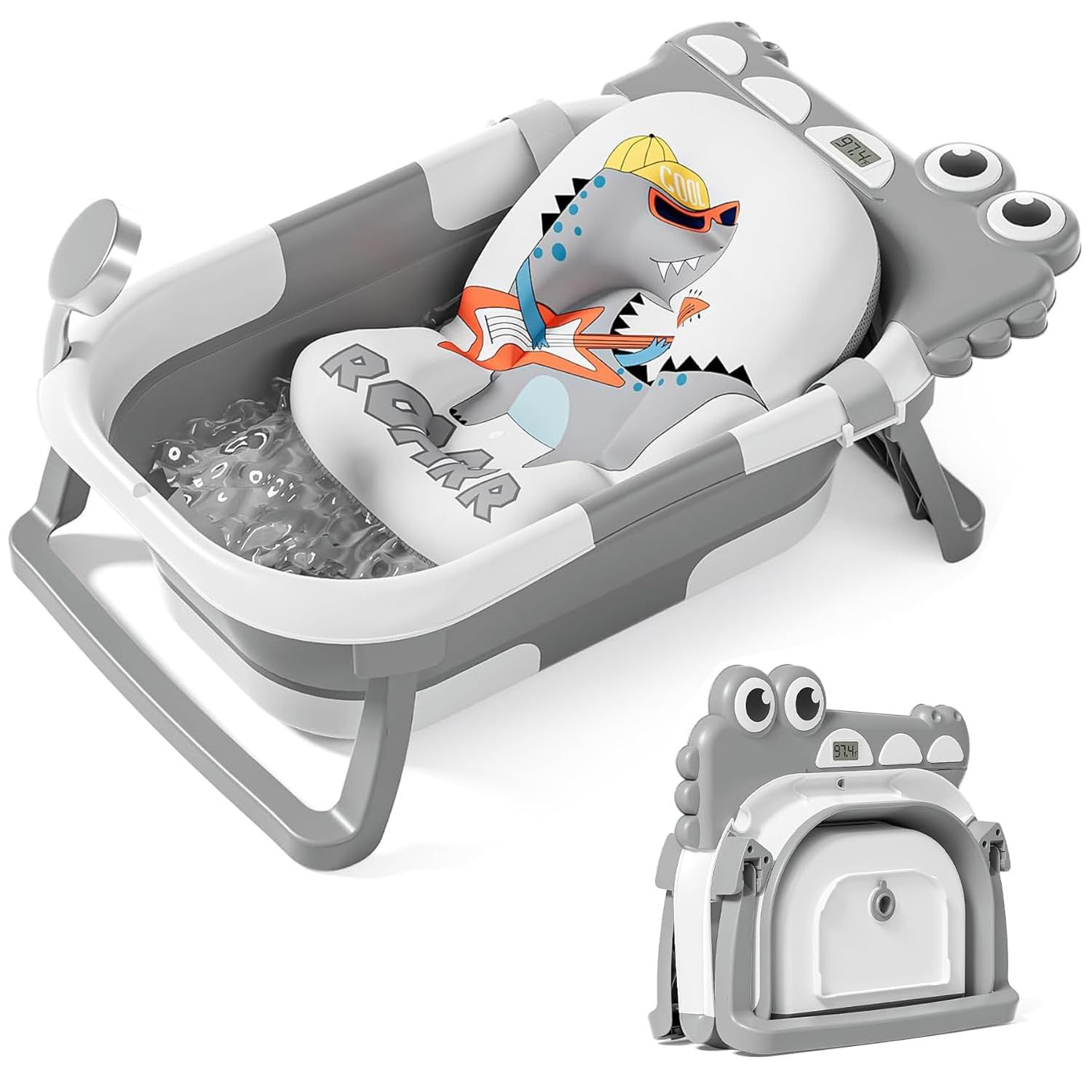 Ванночка Puremama складная, с матрасиком серый - фото 5