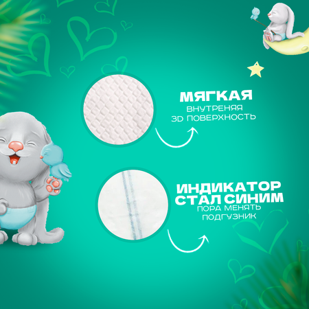 Подгузники lunarabbit Premium S 72 шт.