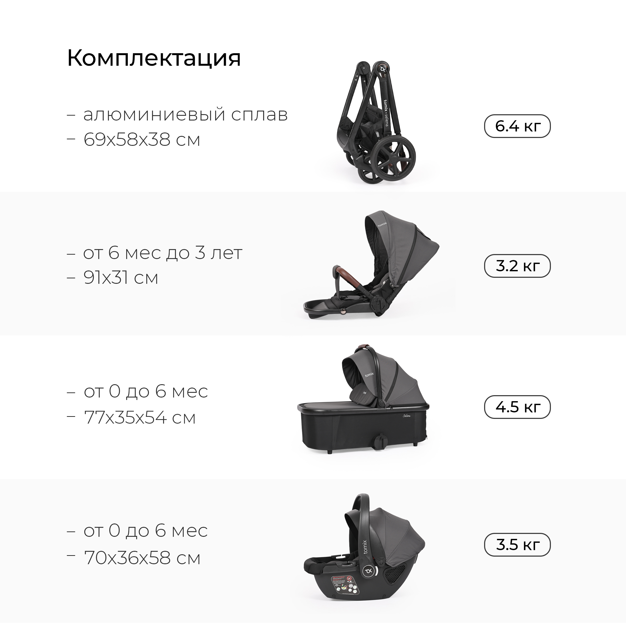 Коляска 3в1 Tomix Selena серый - фото 23