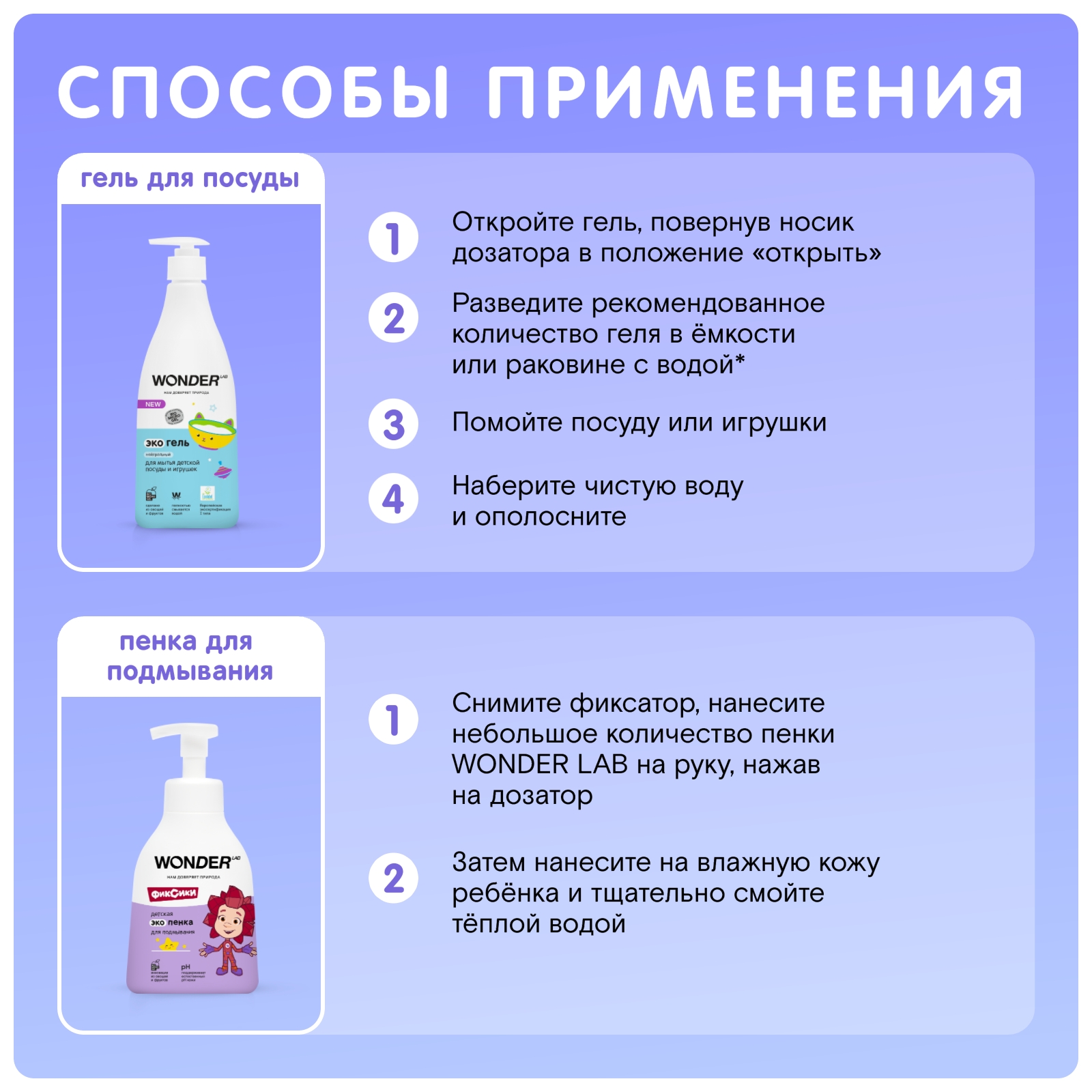 WONDER LAB Набор детские эко средства для малышей: эко гель для купания, эко мыло нейтральное, эко пена для подмывания, эко гель для игрушек - фото 6