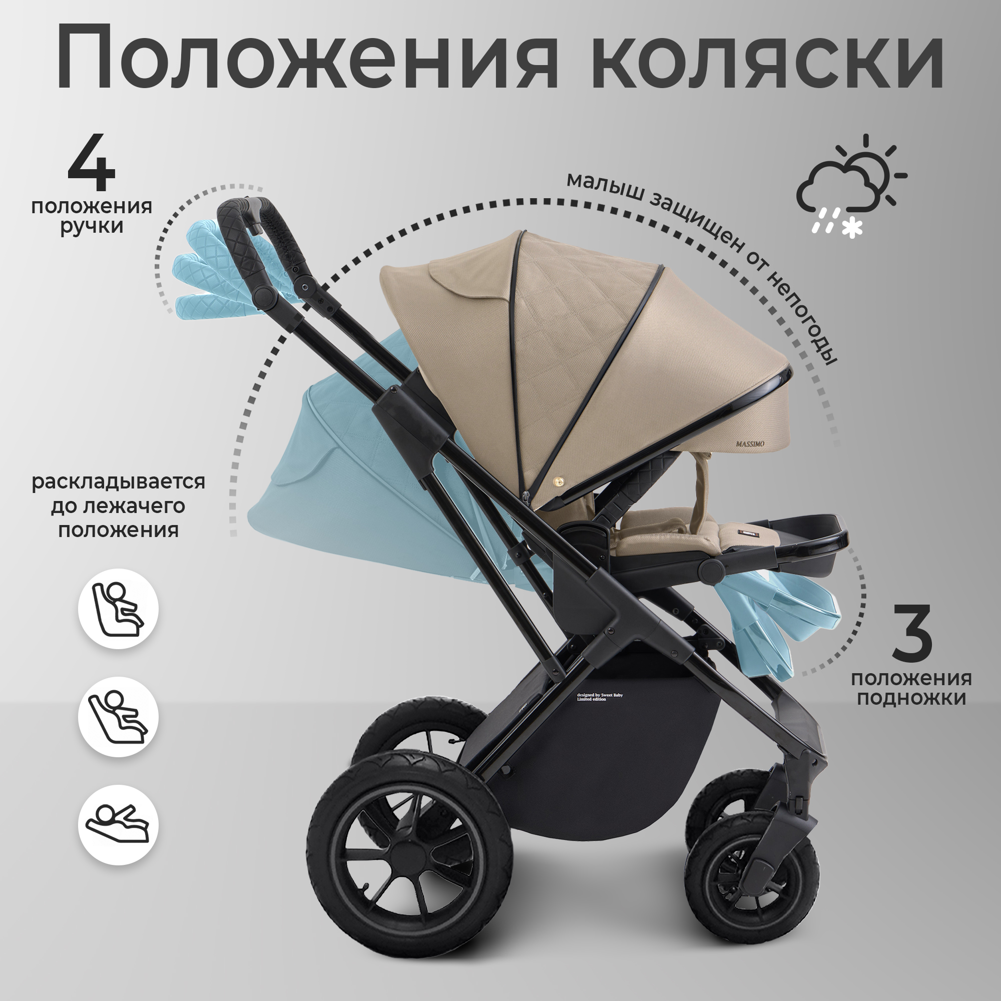Коляска 2в1 Sweet Baby Massimo Beige Air бежевый - фото 7