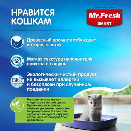 Наполнитель для кошек Mr.Fresh Smart короткошерстных 9л