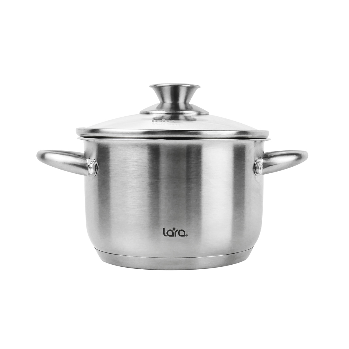 Кастрюля LARA LR02-266 (нерж) АФИНА 16x10,5см 2.1л, капсулированное индукц. дно, стекл. крышка - фото 1