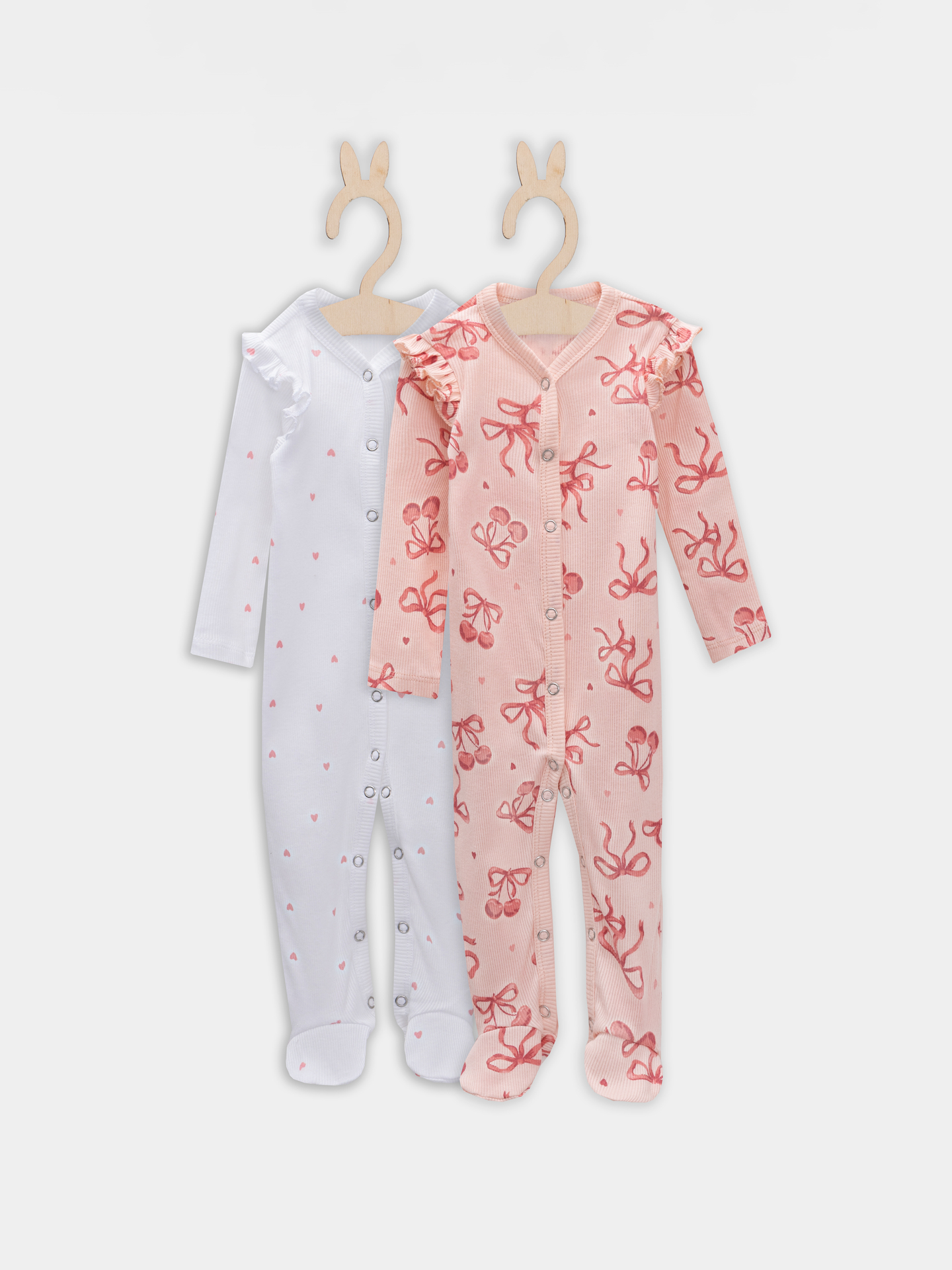 Комбинезон 2 шт Mark Formelle (Марк Формэль) 14007-2/сердечки на белоснежном +бантики на персике - фото 2