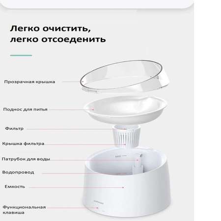 Поилка-фонтан ZDK для кошек и собак W2-N ZooWeel