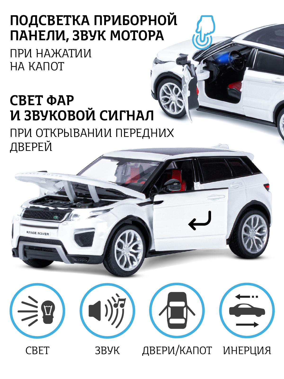 Внедорожник АВТОпанорама Land Rover Range Rover Evoque 1:32 JB1251329 - фото 2