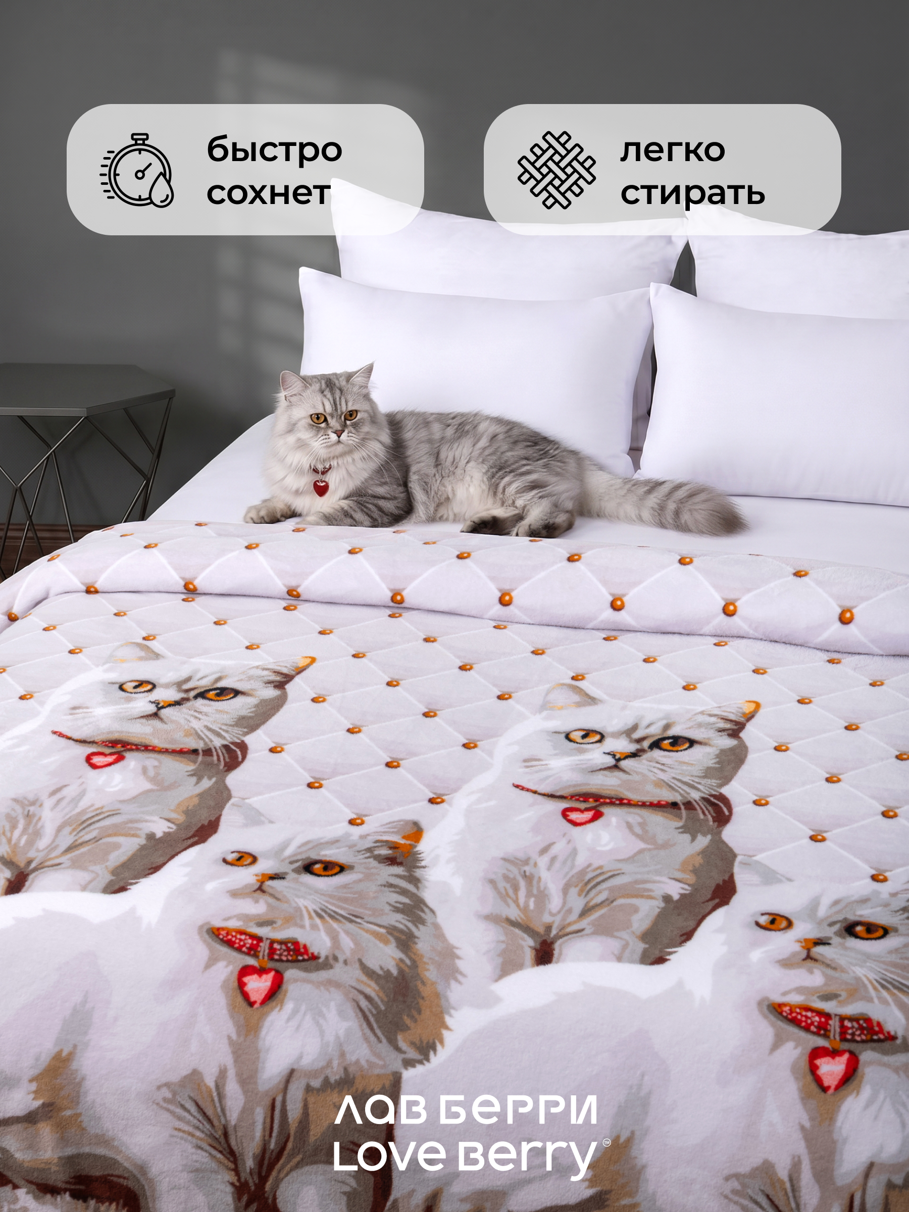 Плед LOVEBERRY Королевские особы велсофт 150 x 200 см - фото 4