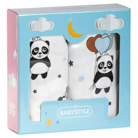 Пелёнка BABY STYLE Пандочка муслин 115х115 см 2 шт.