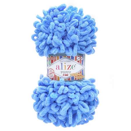 Пряжа для вязания Alize puffy fine 100 г 14.5 м микрополиэстер фантазийная мягкая 112 голубой 5 мотков