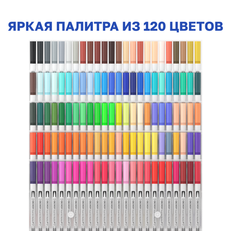 Маркеры DENKSY двусторонний 120 цв.