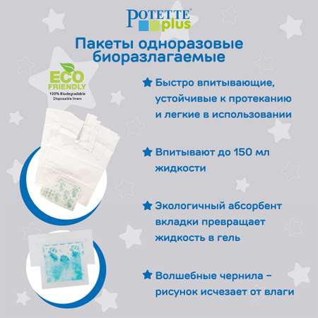 Дорожный горшок Potette Plus складной + 3 одноразовых пакета серый
