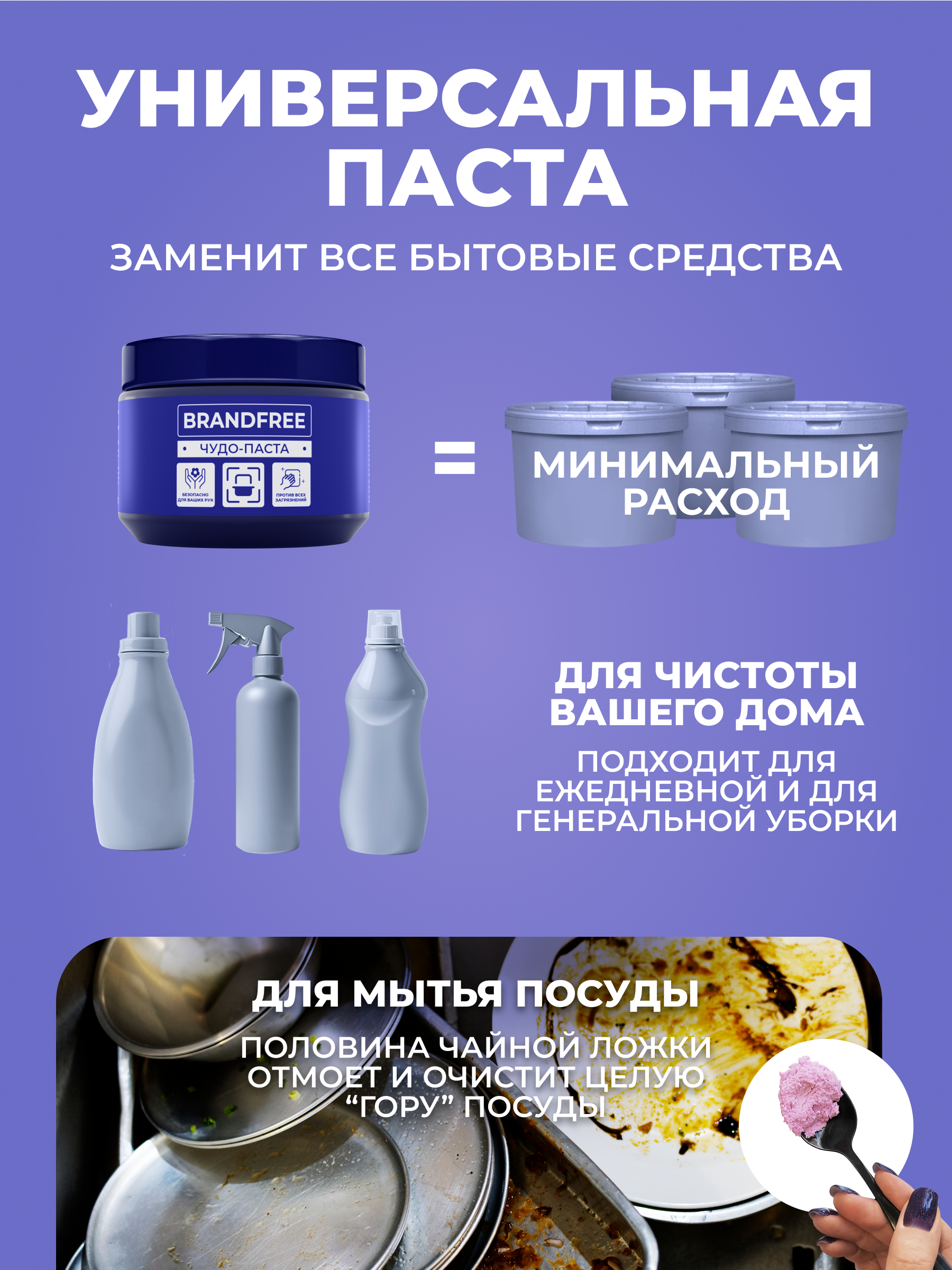 Комплект BRANDFREE чистящая паста для уборки 500 г + пенный очиститель 400 мл - фото 15