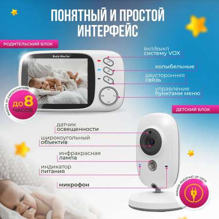 Беспроводная камера видеонаблюдения CASTLELADY поворотная с монитором, видеоняня с камерой и двусторонней связью, радионяня