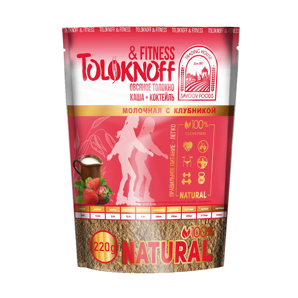 Овсяное толокно TOLOKNOFF молочная с клубникой 220 г - фото 1
